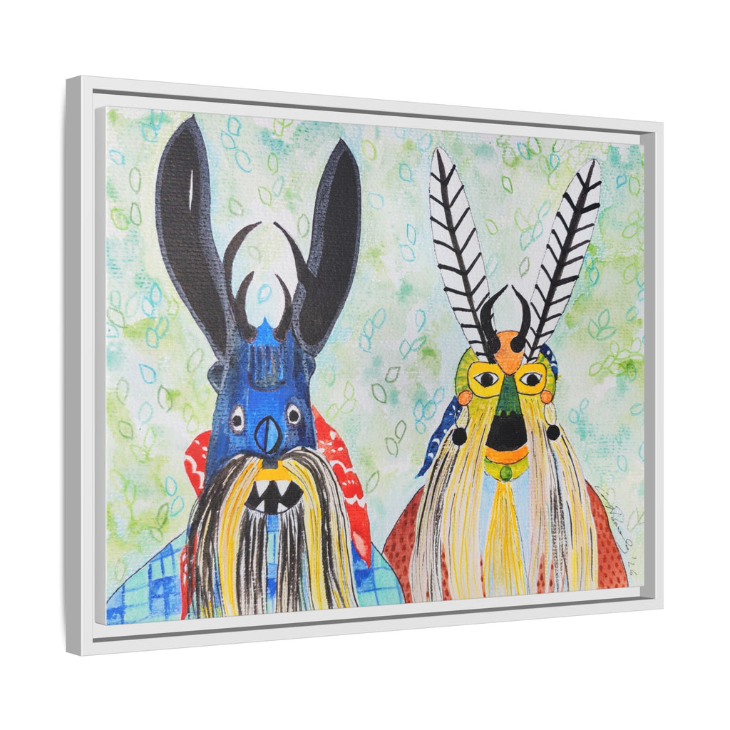 Colorful Folk Mask Matte Canvas Print (Framed)
