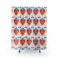 Heart Motif Shower Curtain — Bright Red Sacred Hearts Pattern for Bathroom Decor
