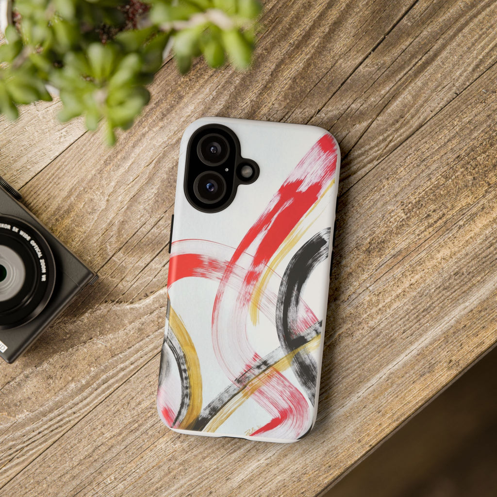 Tough Cases — Abstract Red & Black Brushstroke Phone Case by Paola Capon