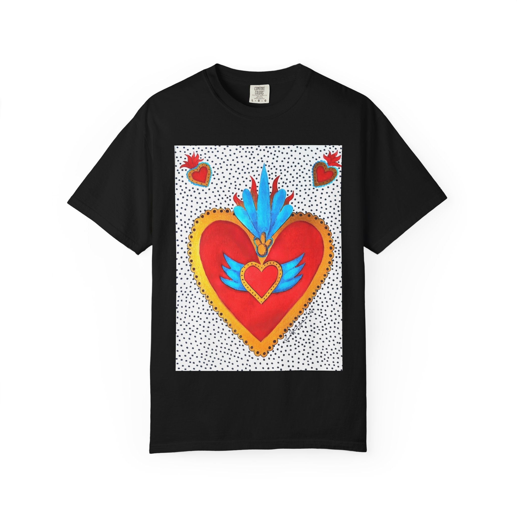 Winged Sacred Heart T-Shirt — Colorful Mexican Folk Art Graphic