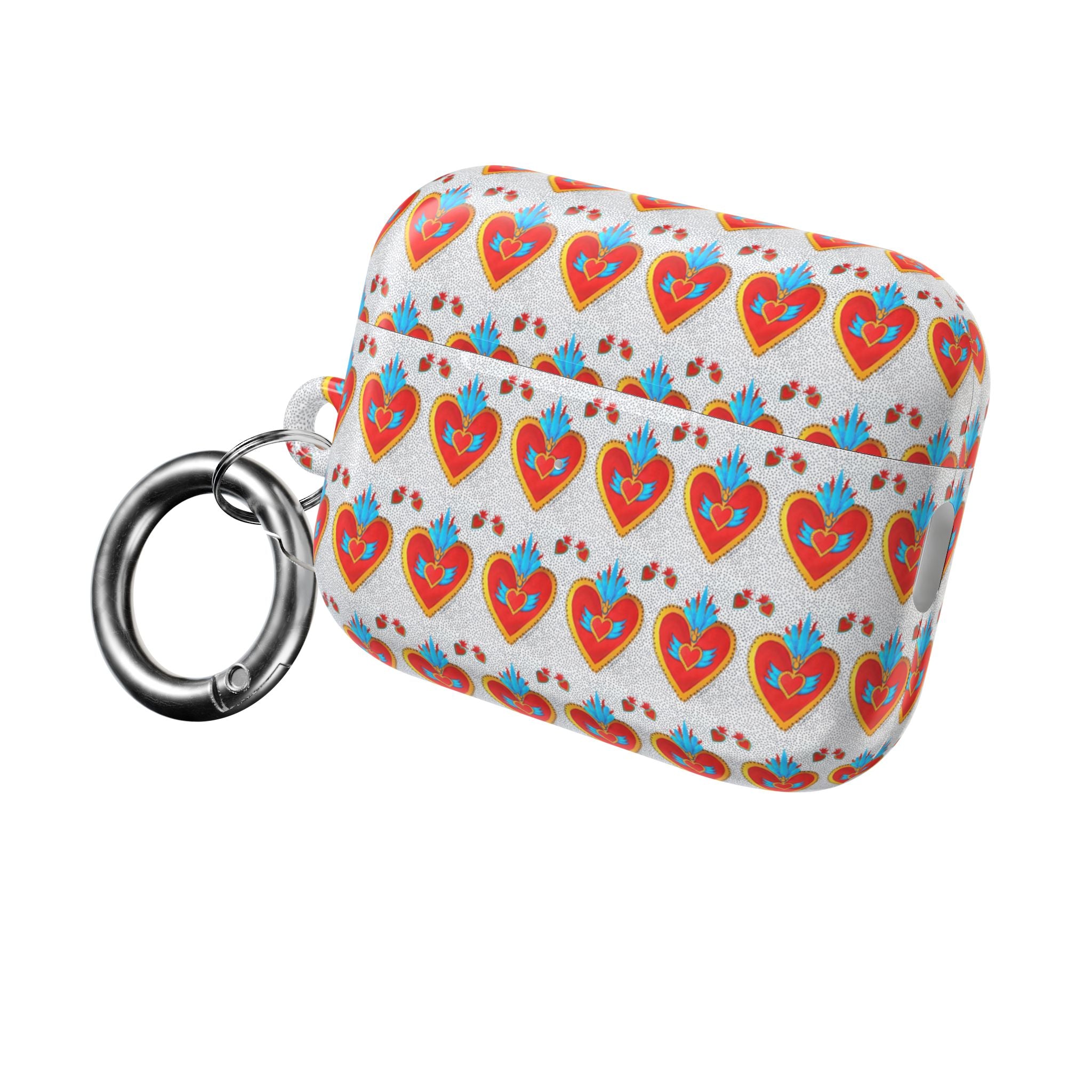 Heart Pattern AirPod Case — Colorful Folk Art Hearts Protective Cover