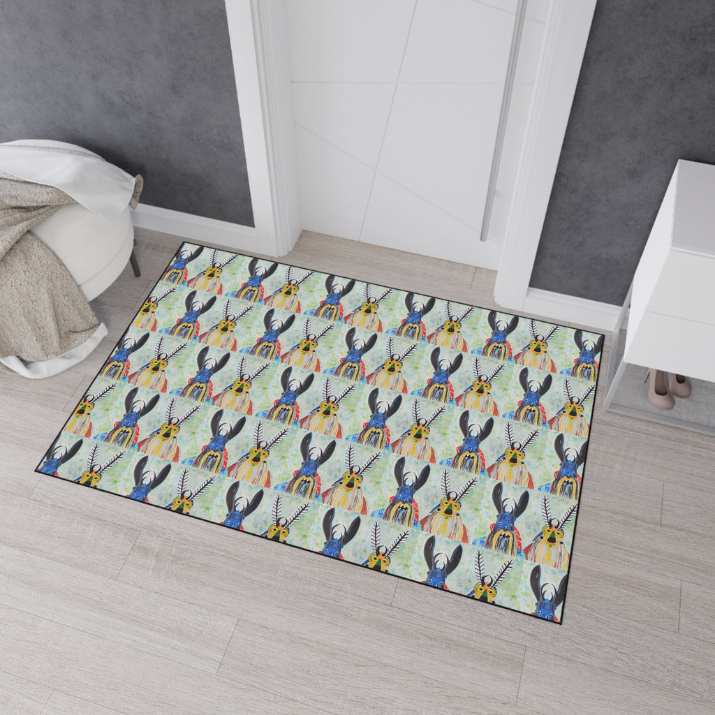 Donkey Pattern Heavy Duty Floor Mat — Colorful Southwestern Donkey Repeat Rug for Entryway & Kitchen