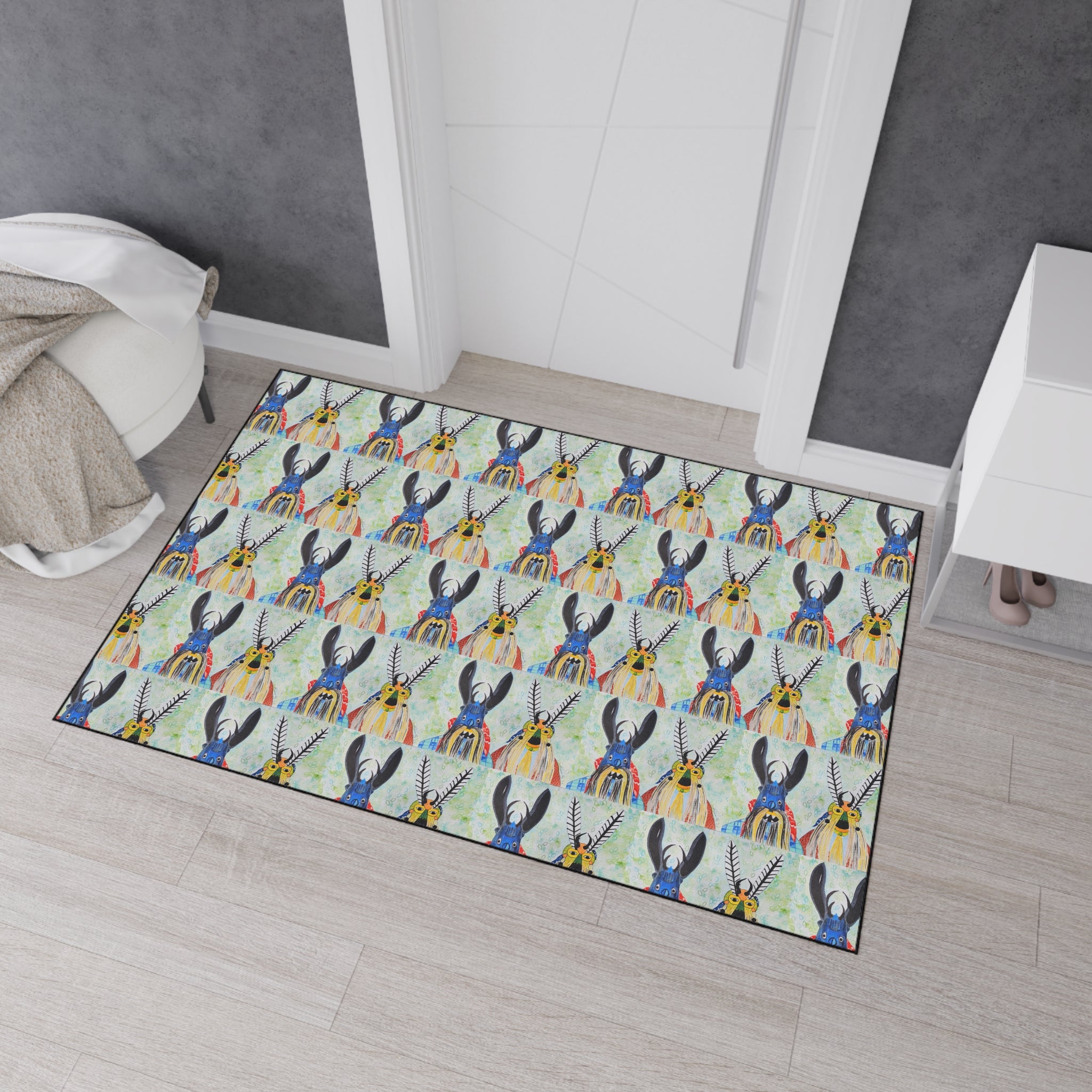 Donkey Pattern Heavy Duty Floor Mat — Colorful Southwestern Donkey Repeat Rug for Entryway & Kitchen