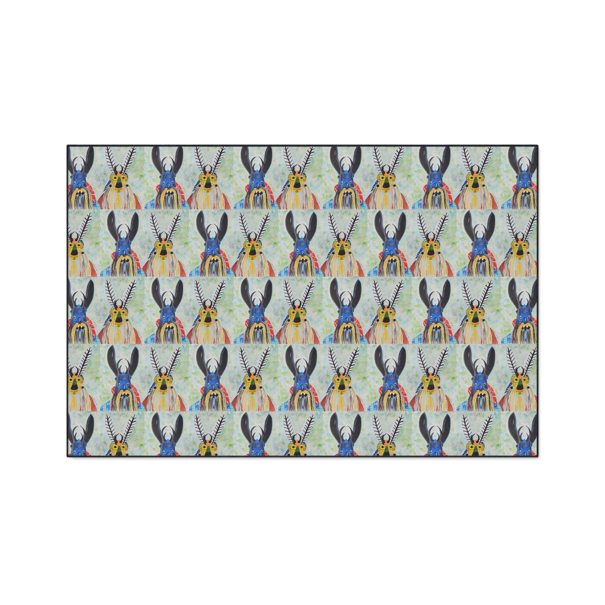 Donkey Pattern Heavy Duty Floor Mat — Colorful Southwestern Donkey Repeat Rug for Entryway & Kitchen