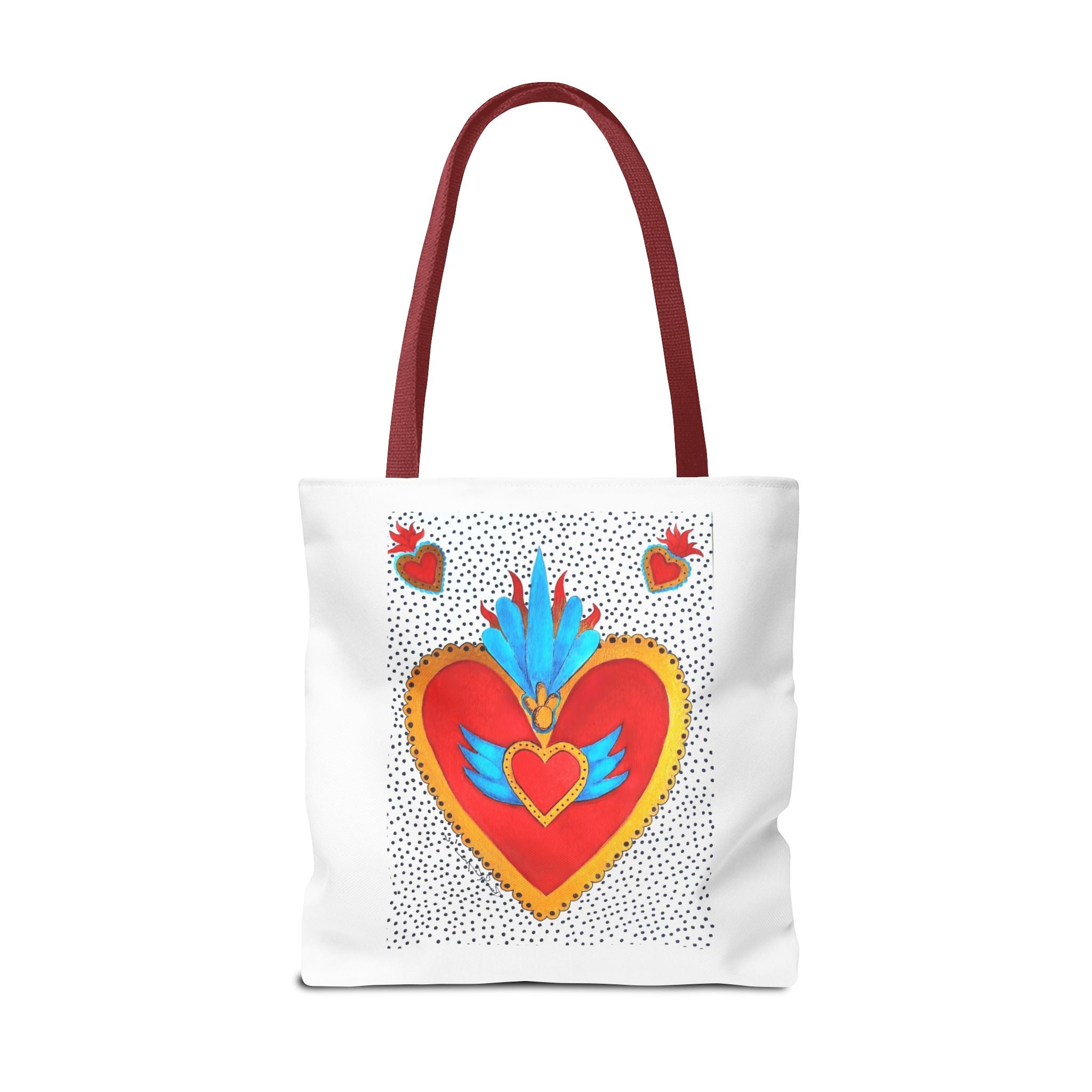 Sacred Heart Tote Bag — Colorful Folk Art Heart Design