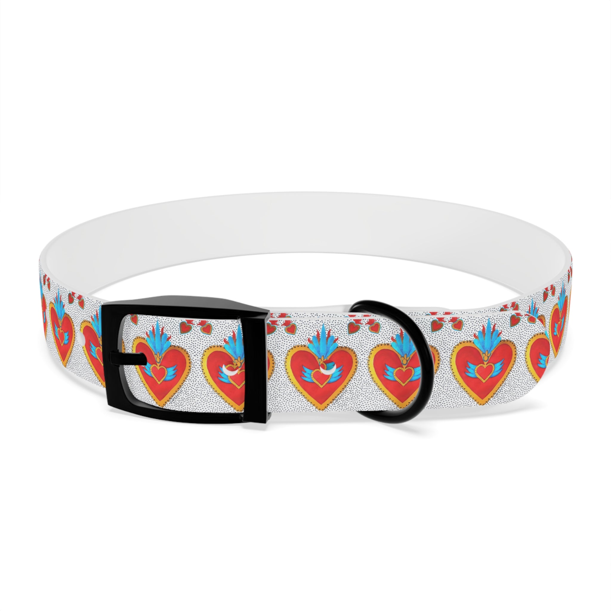Collier pour chien motif Sacré-Cœur — Motif cœur coloré d'art populaire pour animaux de compagnie