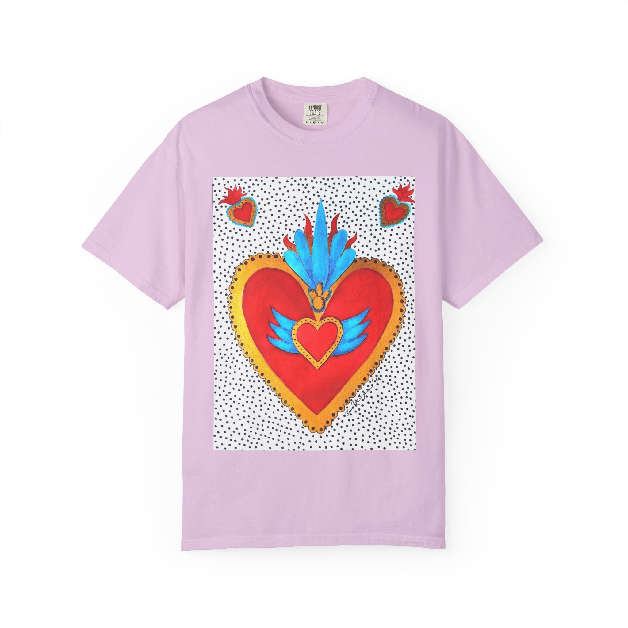 T-shirt Cœur Sacré ailé — Motif d'art populaire mexicain coloré