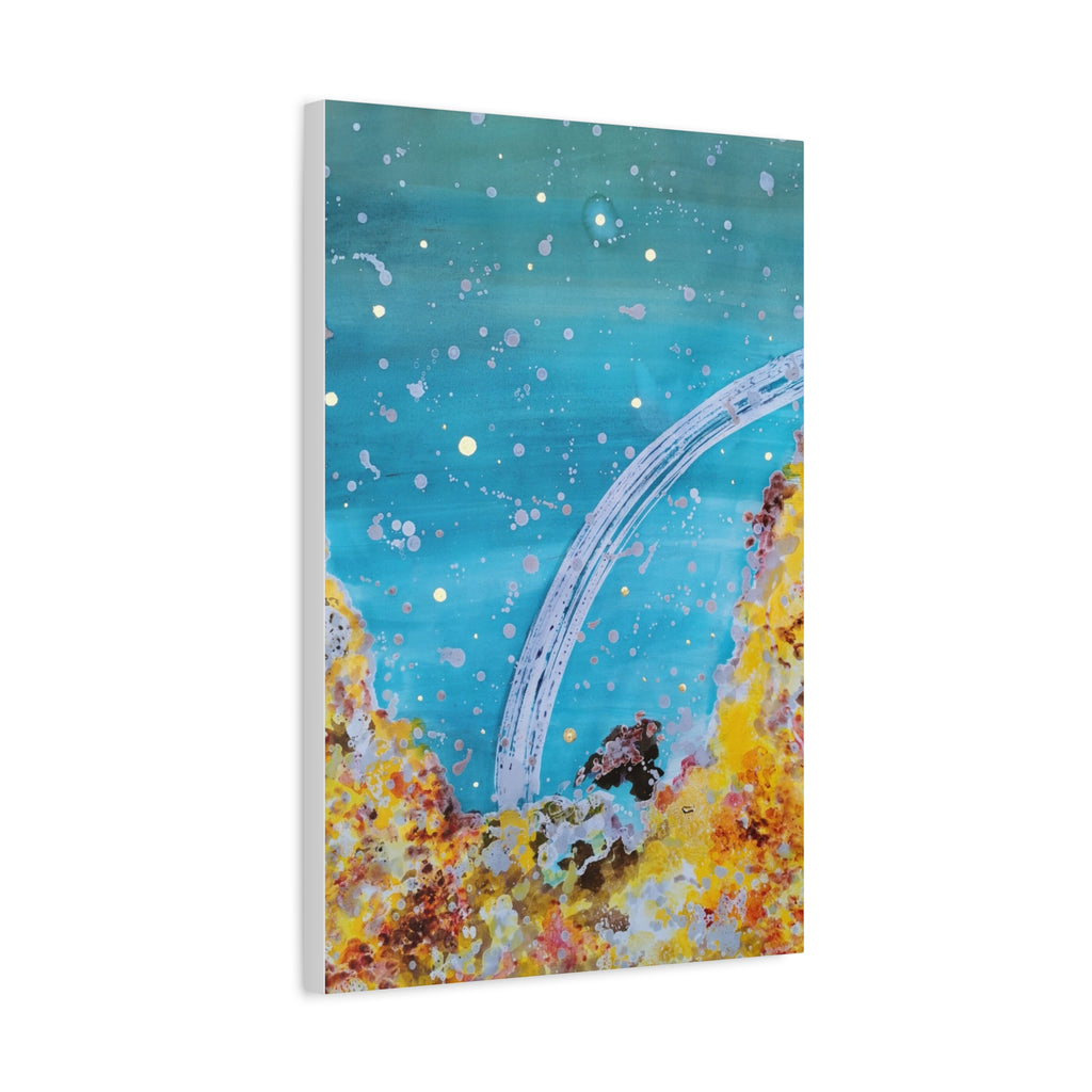 Abstract Ocean Arch Canvas - Teal & Gold Wall Art