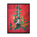 Floral Spine Canvas Print — Vibrant Red Botanical Wall Art