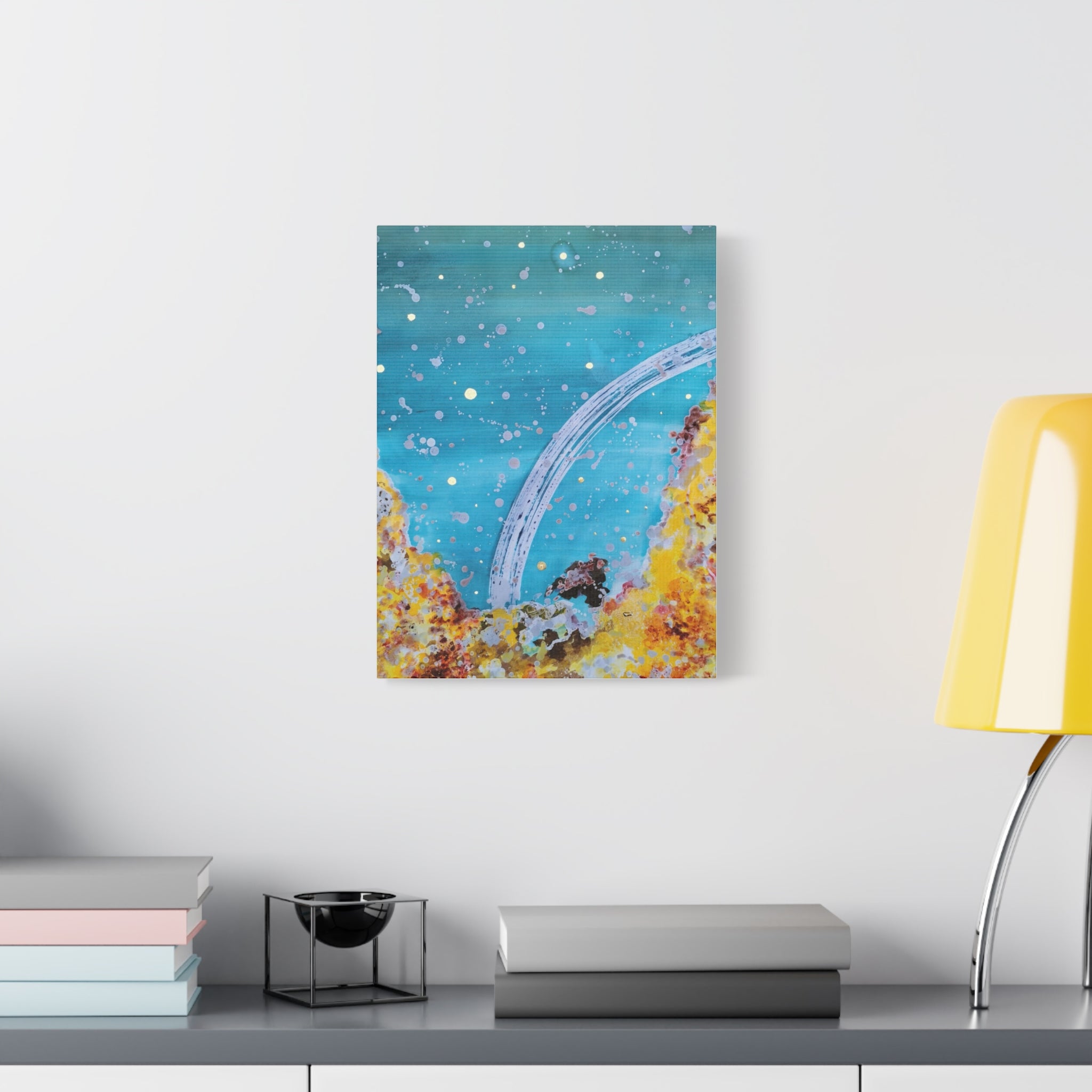 Abstract Ocean Arch Canvas - Teal & Gold Wall Art