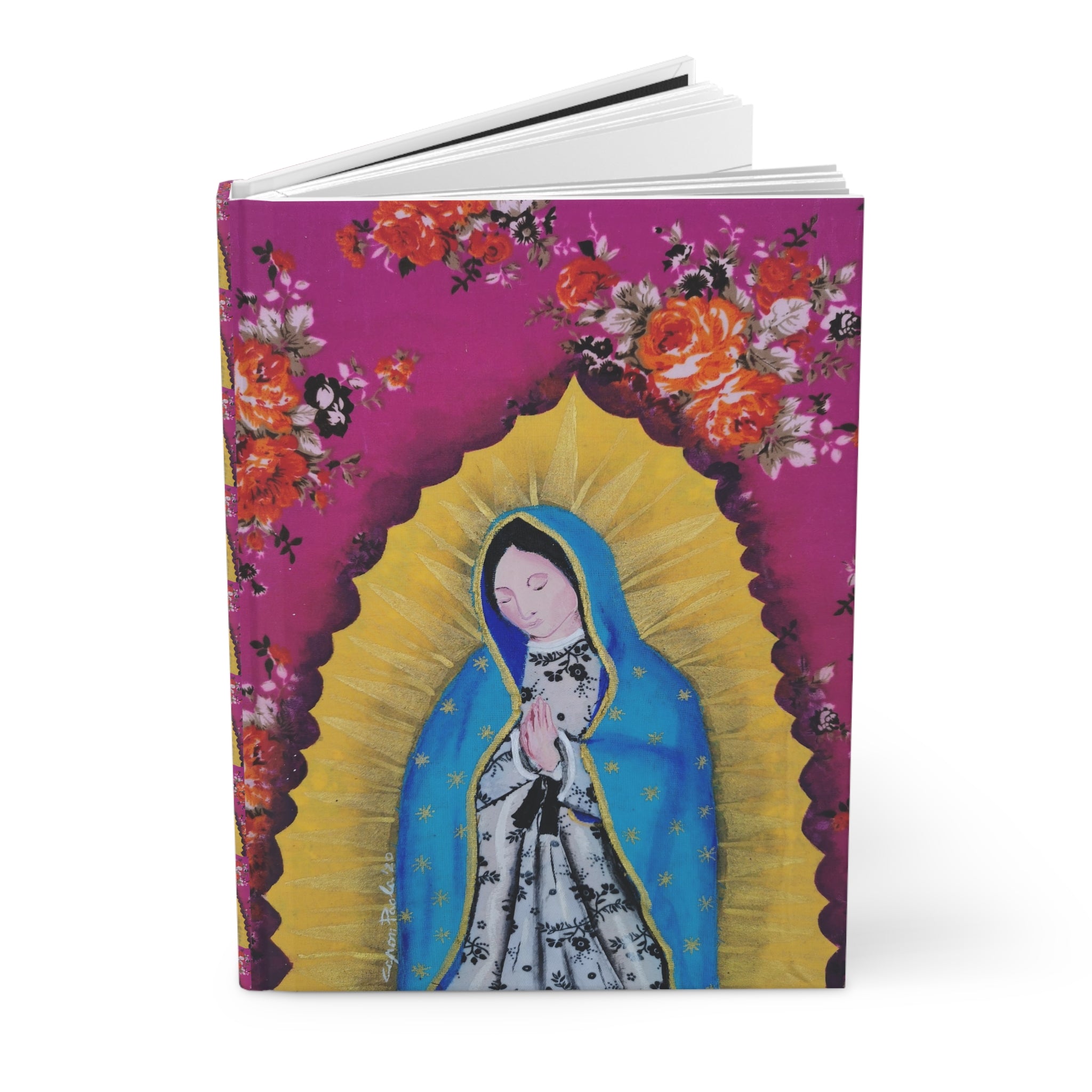 Our Lady of Guadalupe Hardcover Journal — Floral Mexican Folk Art Notebook