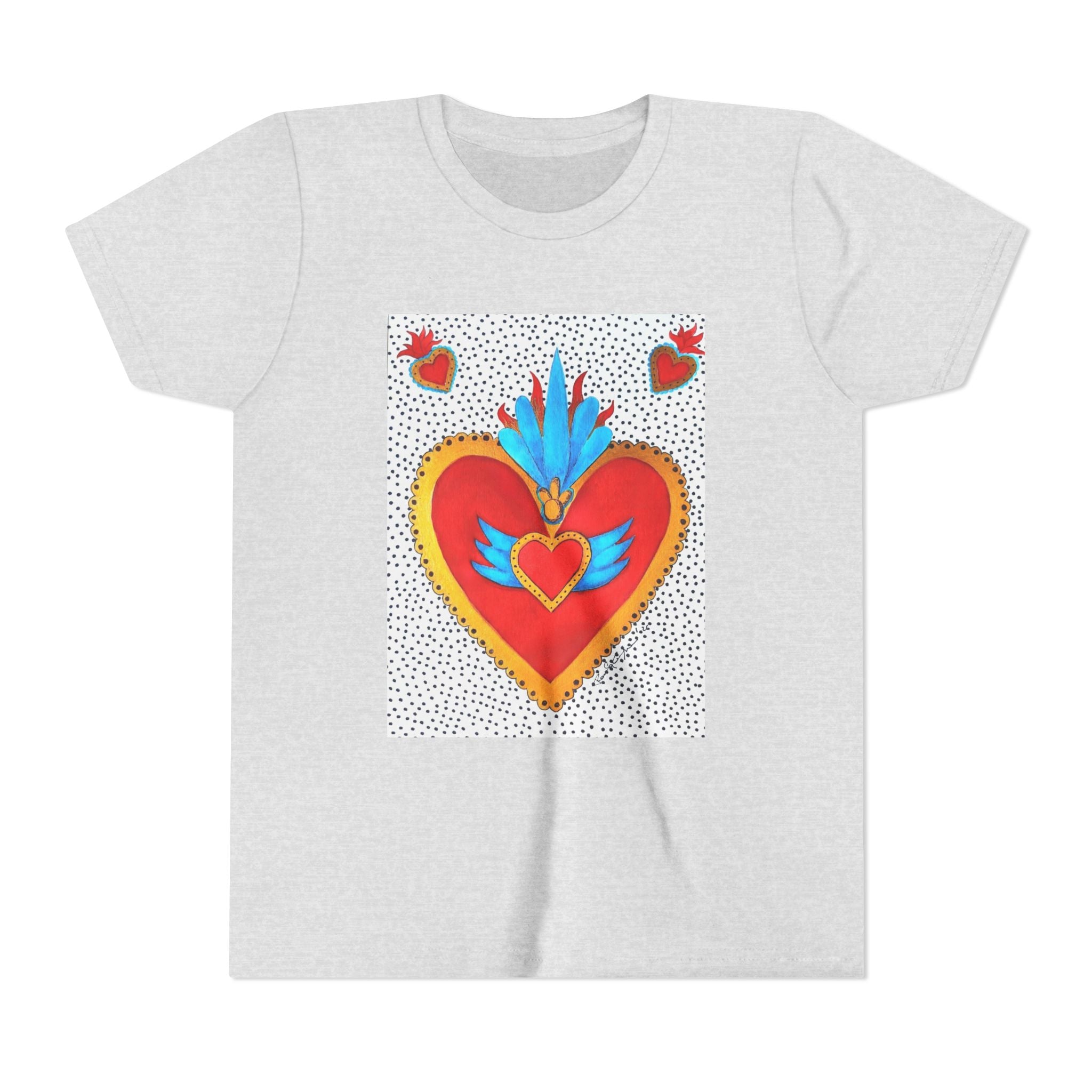 Youth Tee — Colorful Sacred Heart Graphic Kids Shirt