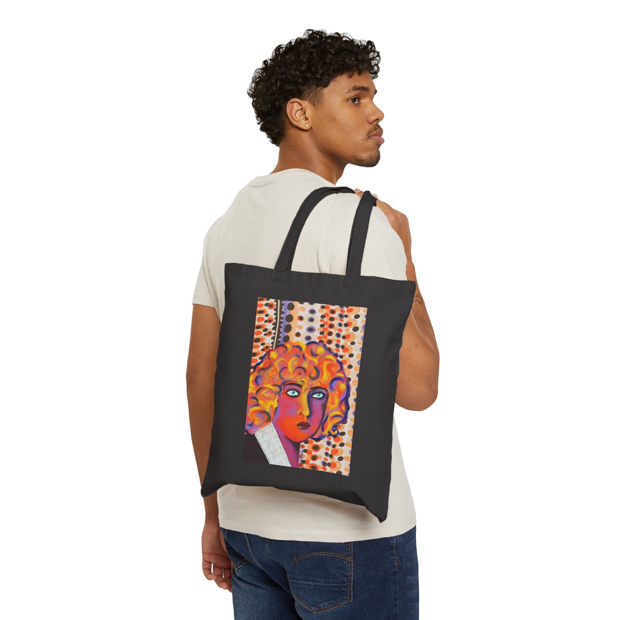 Canvas Tote Bag — Vibrant Retro Pop Art Nahui Olin Portrait Tote