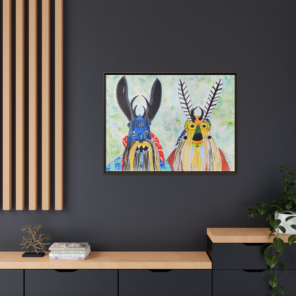 Colorful Folk Mask Matte Canvas Print (Framed)