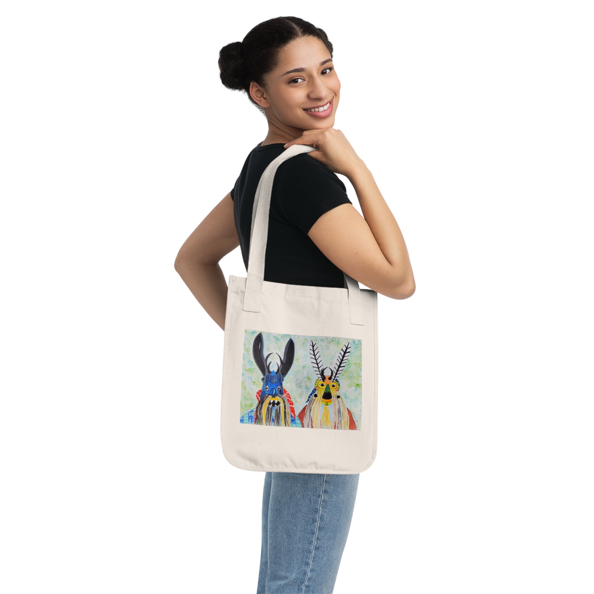 Tote Bag — Colorful Folk Art Animal Portraits Canvas Tote