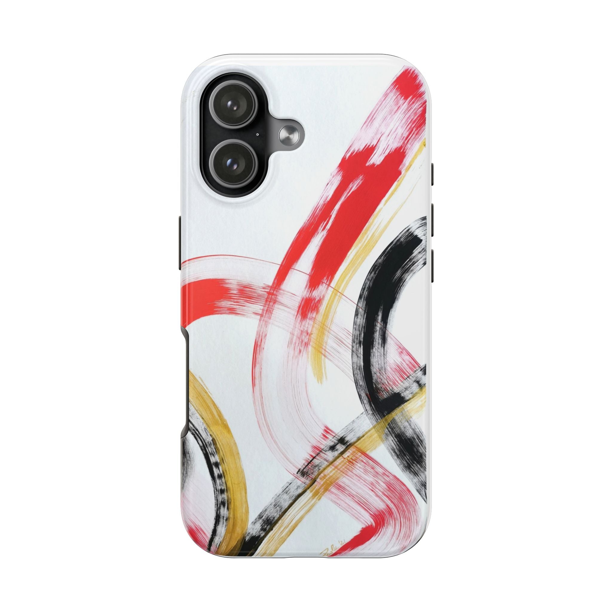 Abstract Brushstroke Tough Phone Case — Protective Artistic Design (Red, Black, Gold)