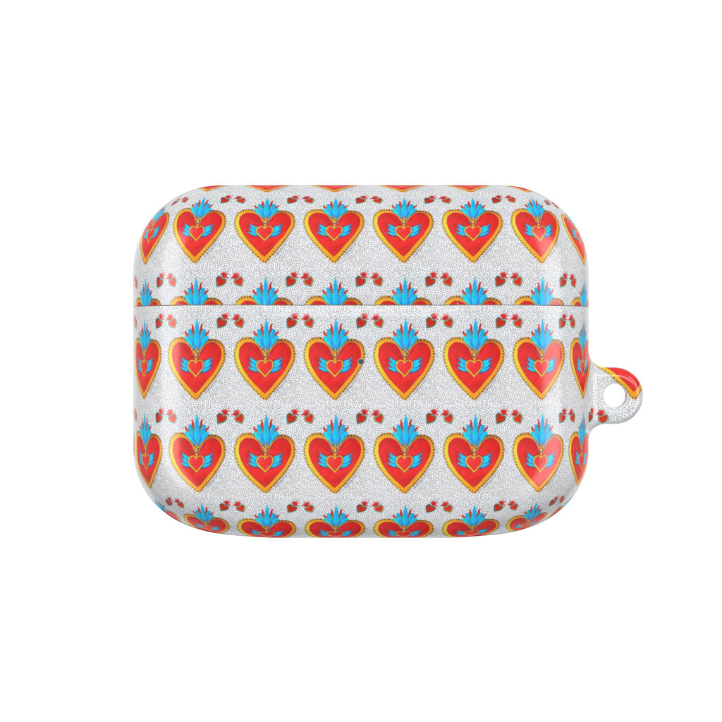Heart Pattern AirPod Case — Colorful Folk Art Hearts Protective Cover