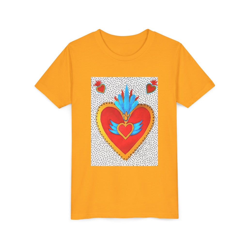 Youth Tee — Colorful Sacred Heart Graphic Kids Shirt