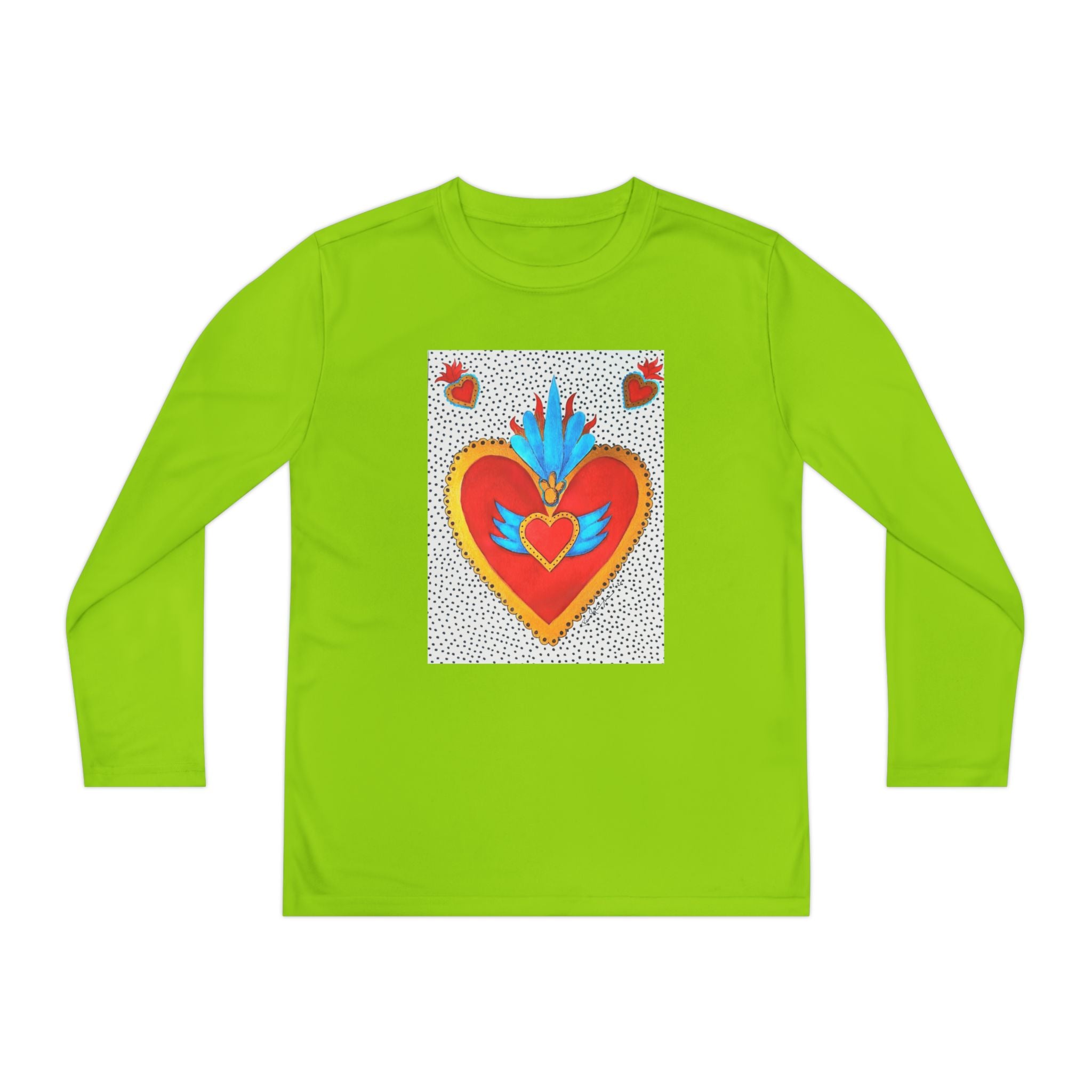 Youth Long Sleeve Tee — Vibrant Sacred Heart Graphic