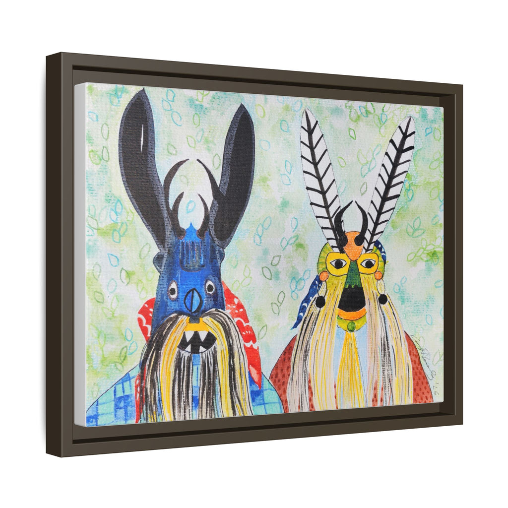 Colorful Folk Mask Matte Canvas Print (Framed)