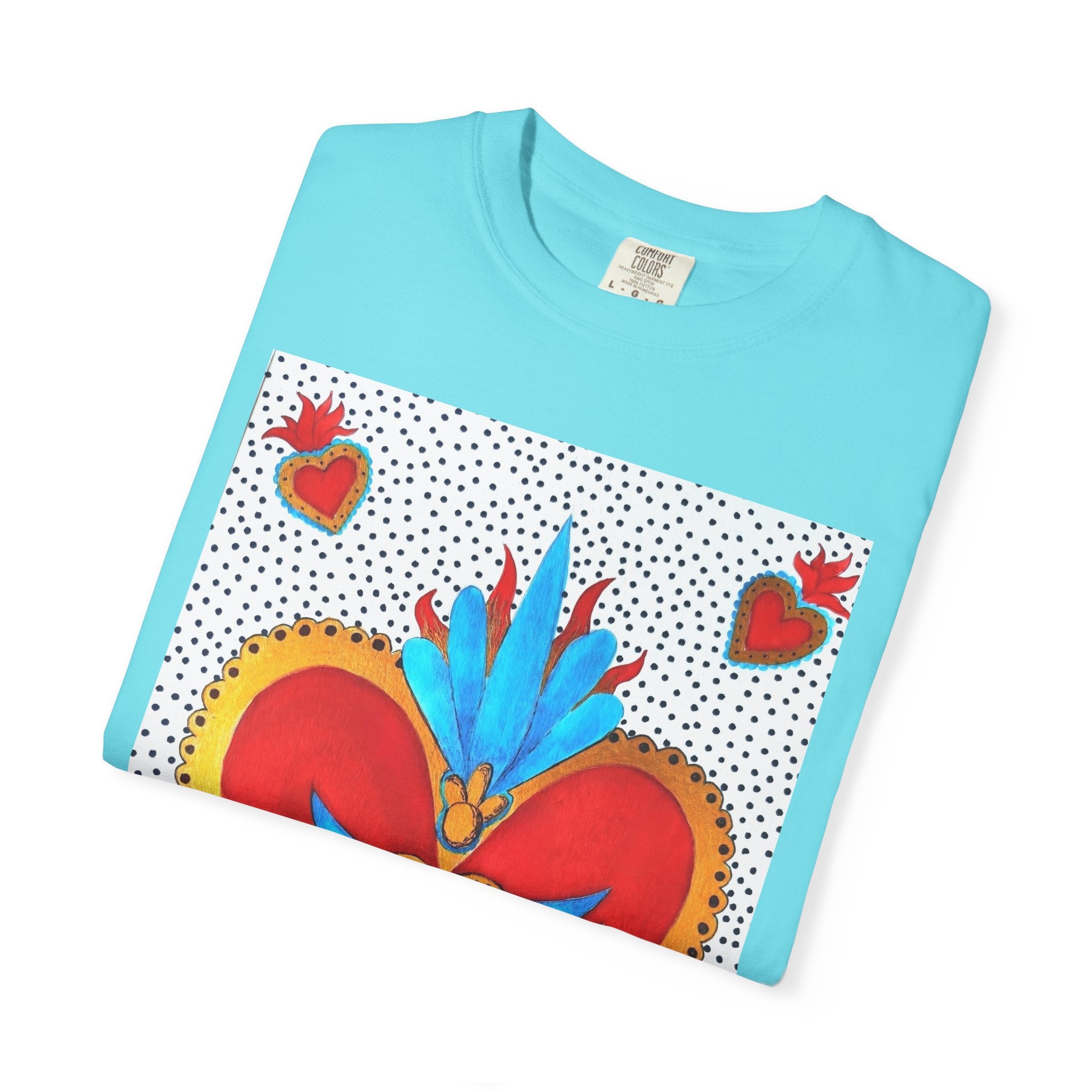 Winged Sacred Heart T-Shirt — Colorful Mexican Folk Art Graphic