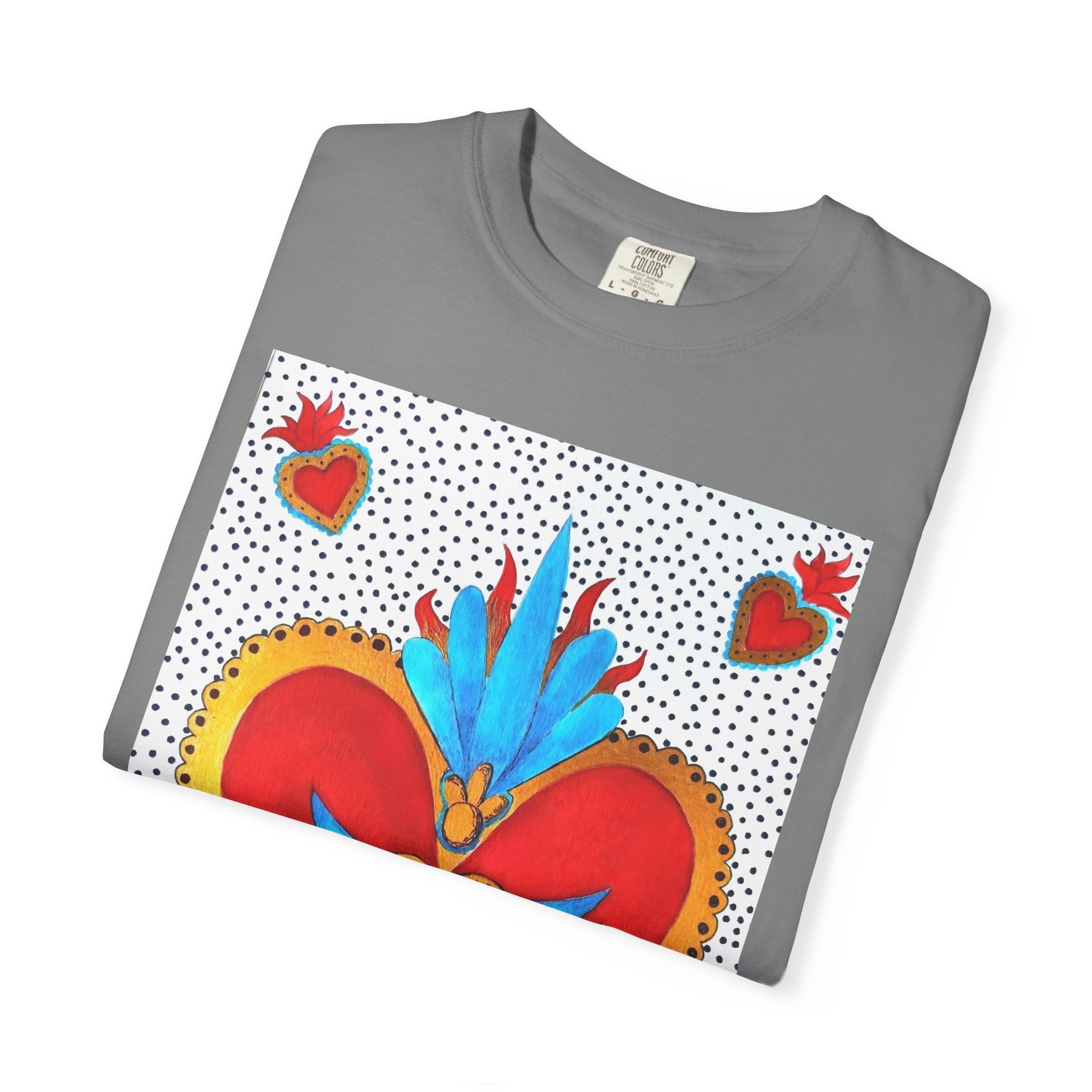 Winged Sacred Heart T-Shirt — Colorful Mexican Folk Art Graphic