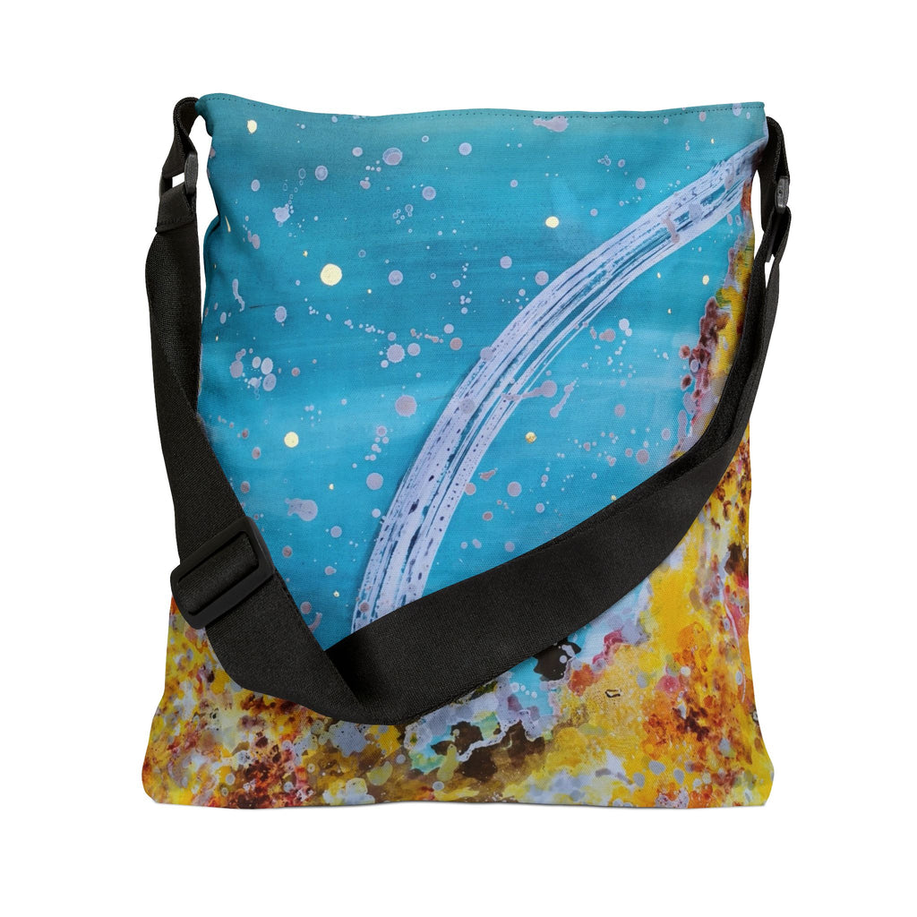 Ocean Bridge Adjustable Tote Bag — Whimsical Blue Seascape Shoulder Bag