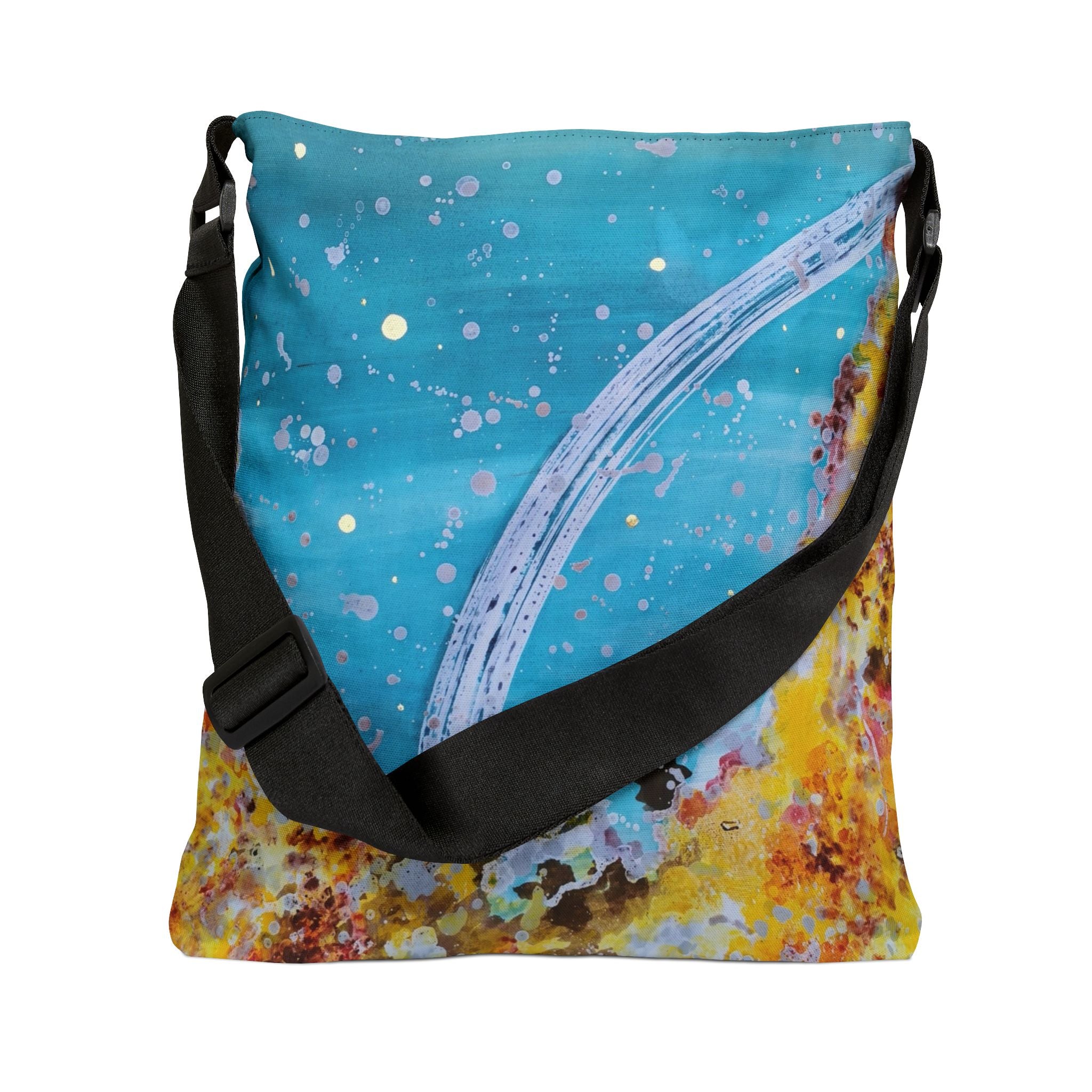 Ocean Bridge Adjustable Tote Bag — Whimsical Blue Seascape Shoulder Bag