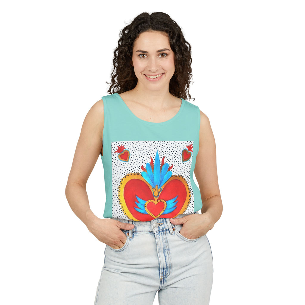 Sacred Heart Tank Top — Vibrant Winged Heart Graphic for Valentine & Everyday Wear