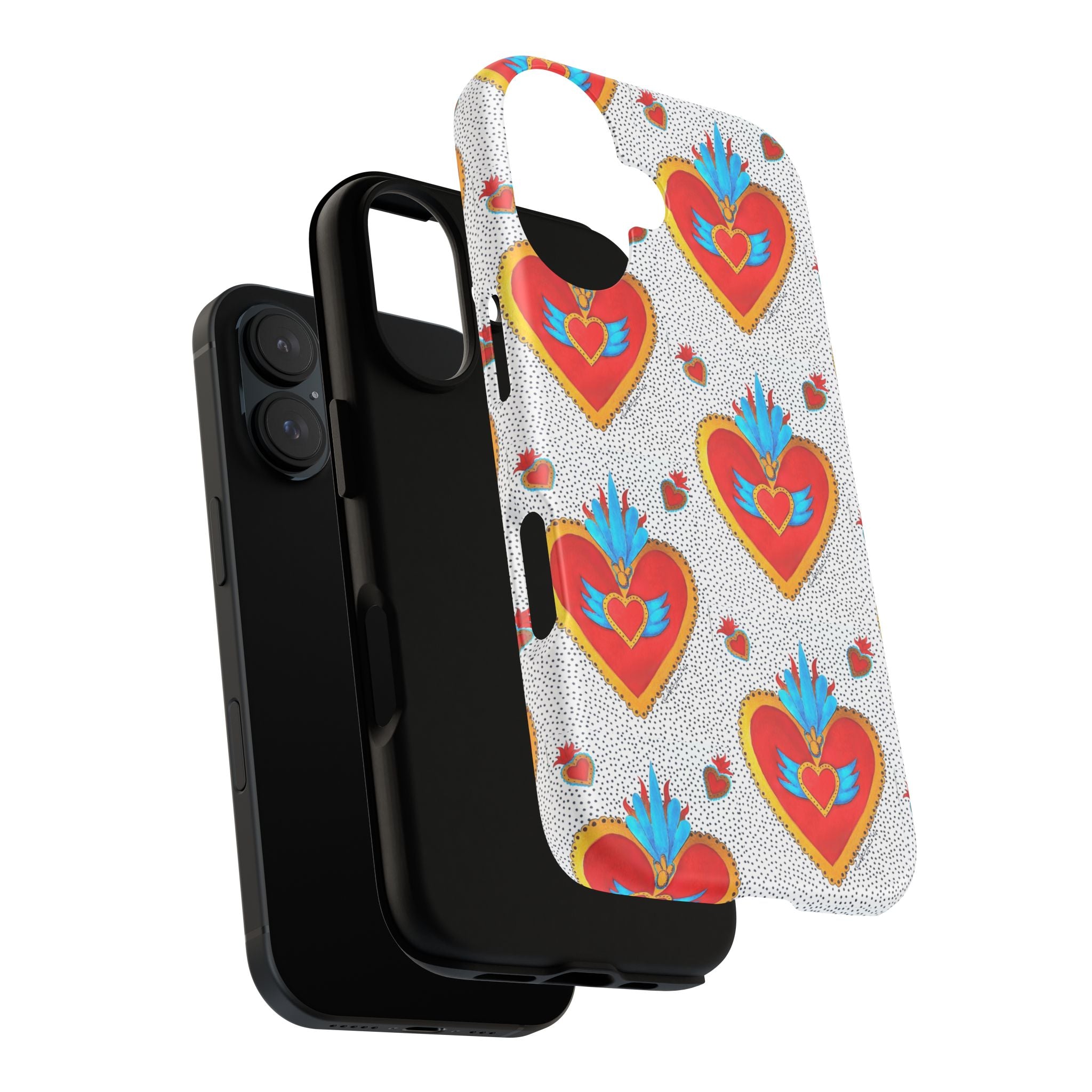 Phone Case — Red Sacred Heart Pattern Protective Tough Case