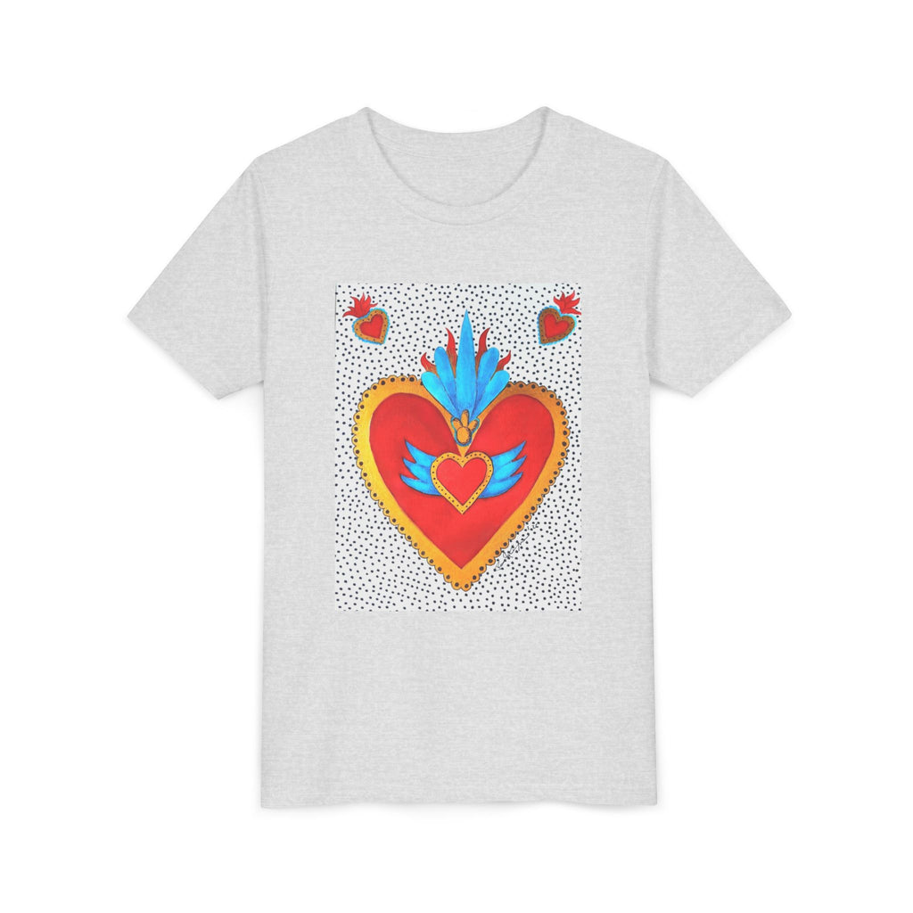 Youth Tee — Colorful Sacred Heart Graphic Kids Shirt