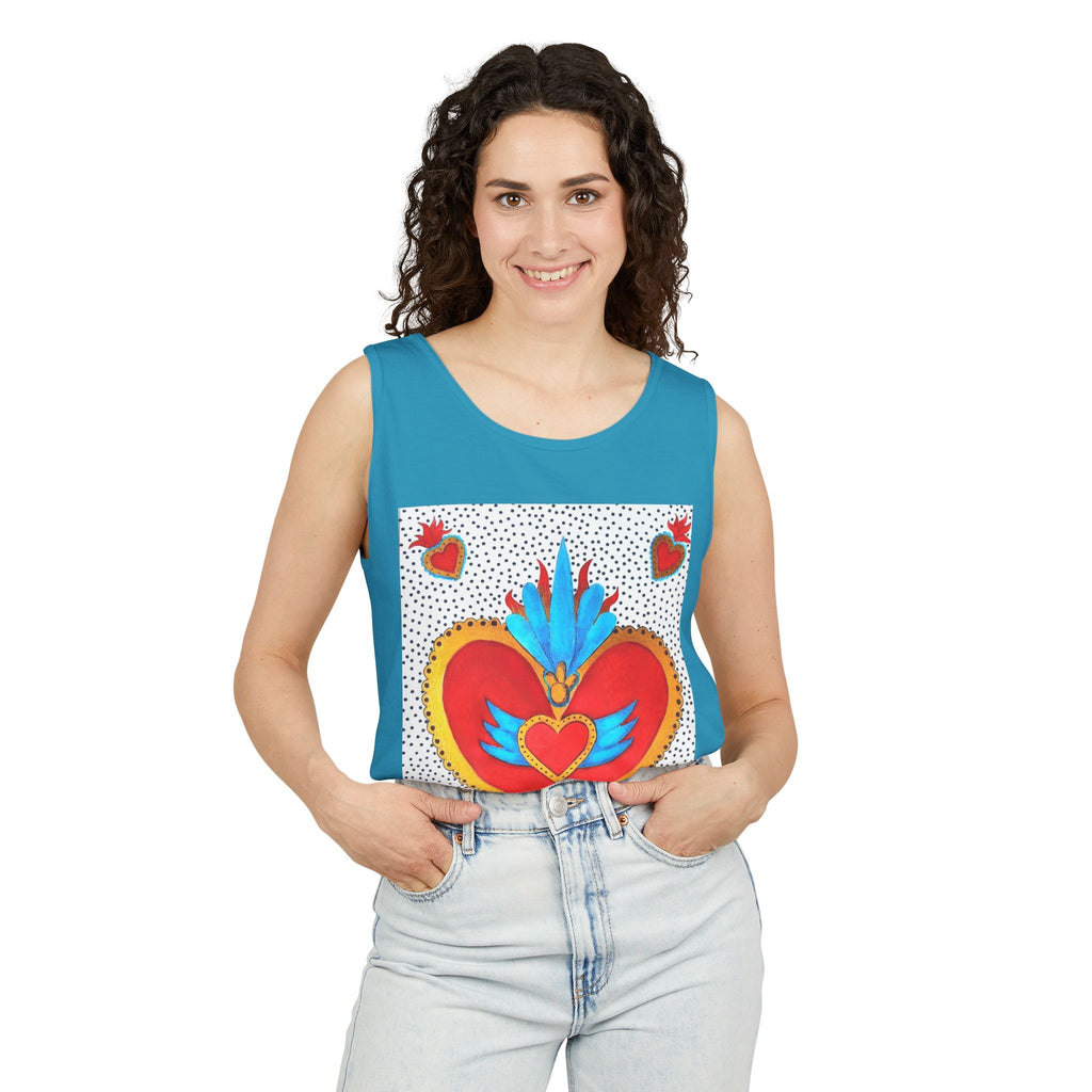 Sacred Heart Tank Top — Vibrant Winged Heart Graphic for Valentine & Everyday Wear