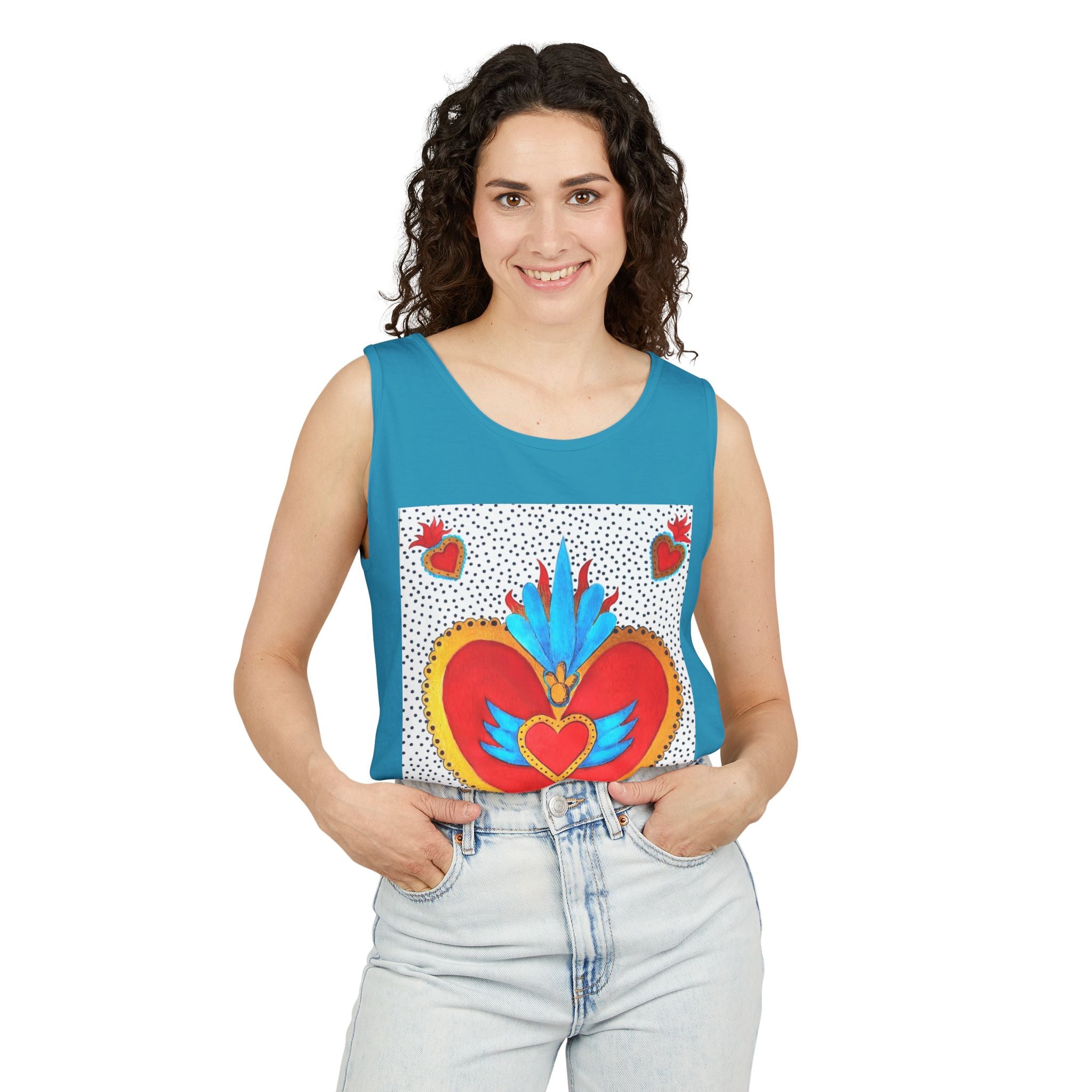 Sacred Heart Tank Top — Vibrant Winged Heart Graphic for Valentine & Everyday Wear