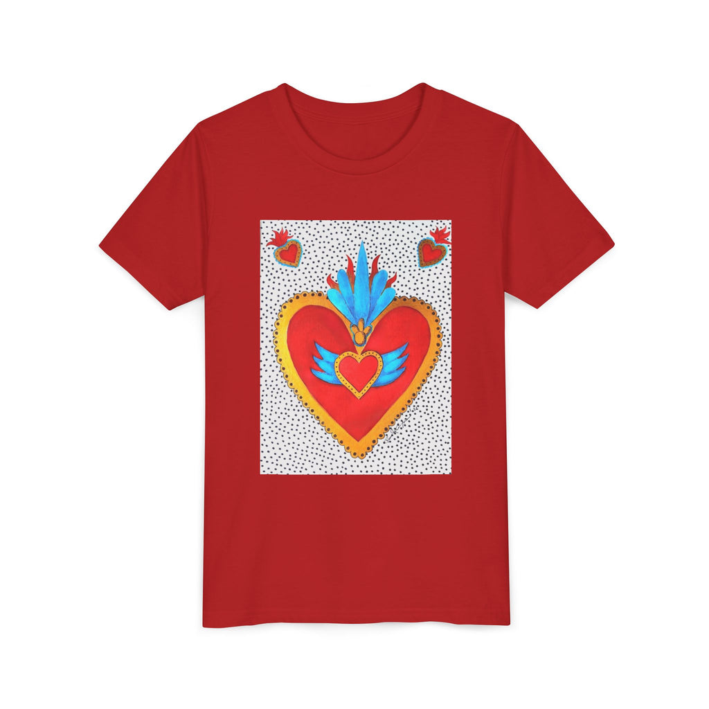 Youth Tee — Colorful Sacred Heart Graphic Kids Shirt