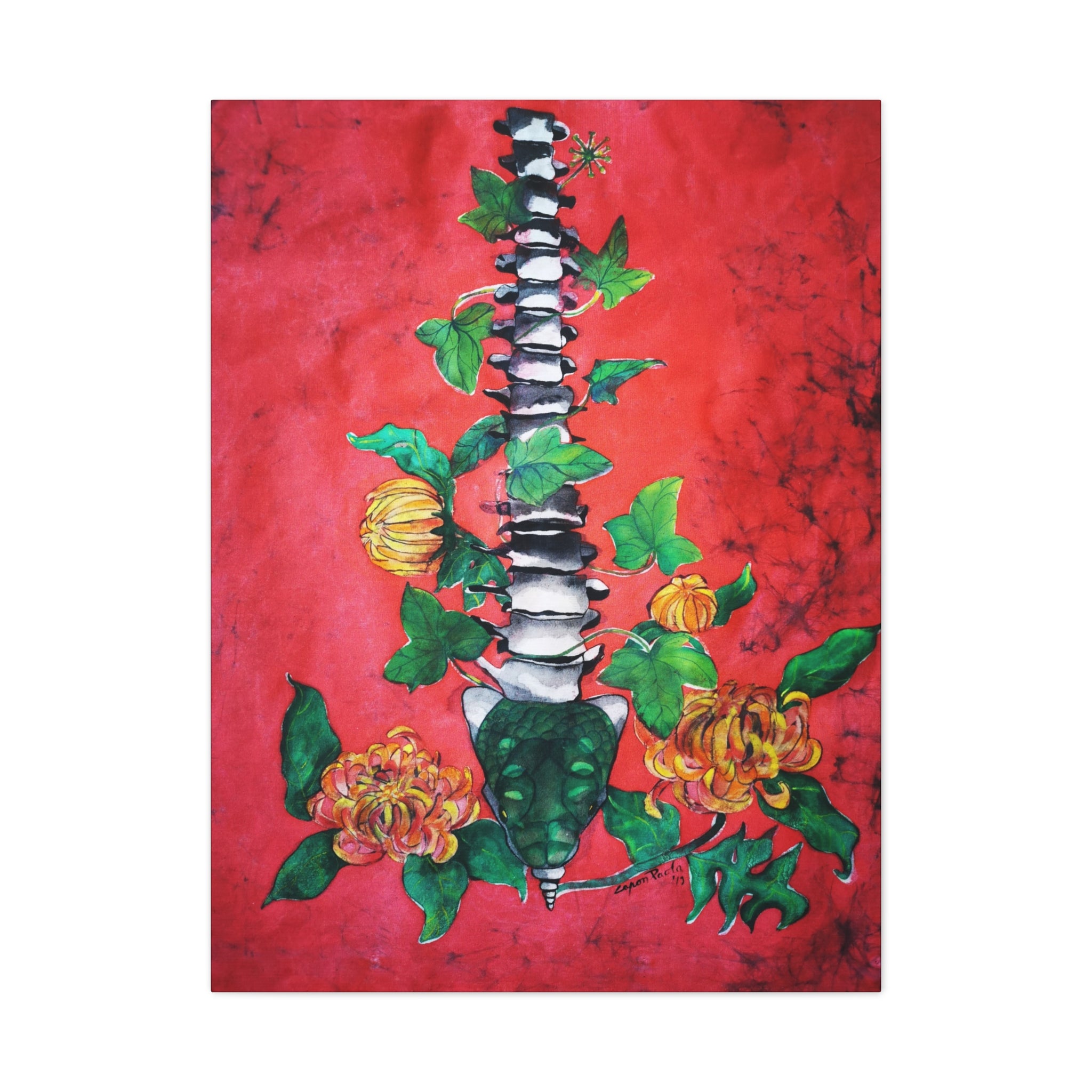 Spine & Flowers Canvas Art – Botanical Gothic Wall Decor