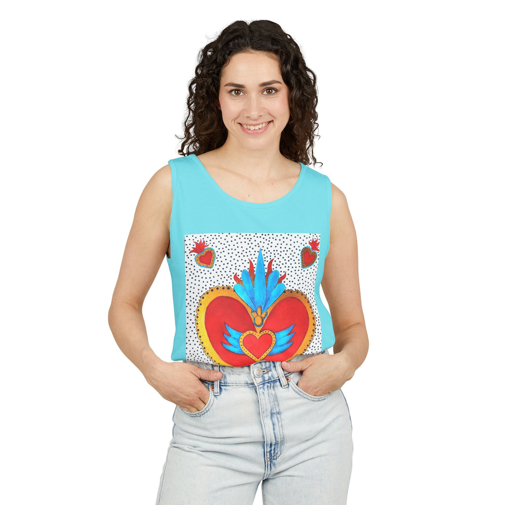 Sacred Heart Tank Top — Vibrant Winged Heart Graphic for Valentine & Everyday Wear