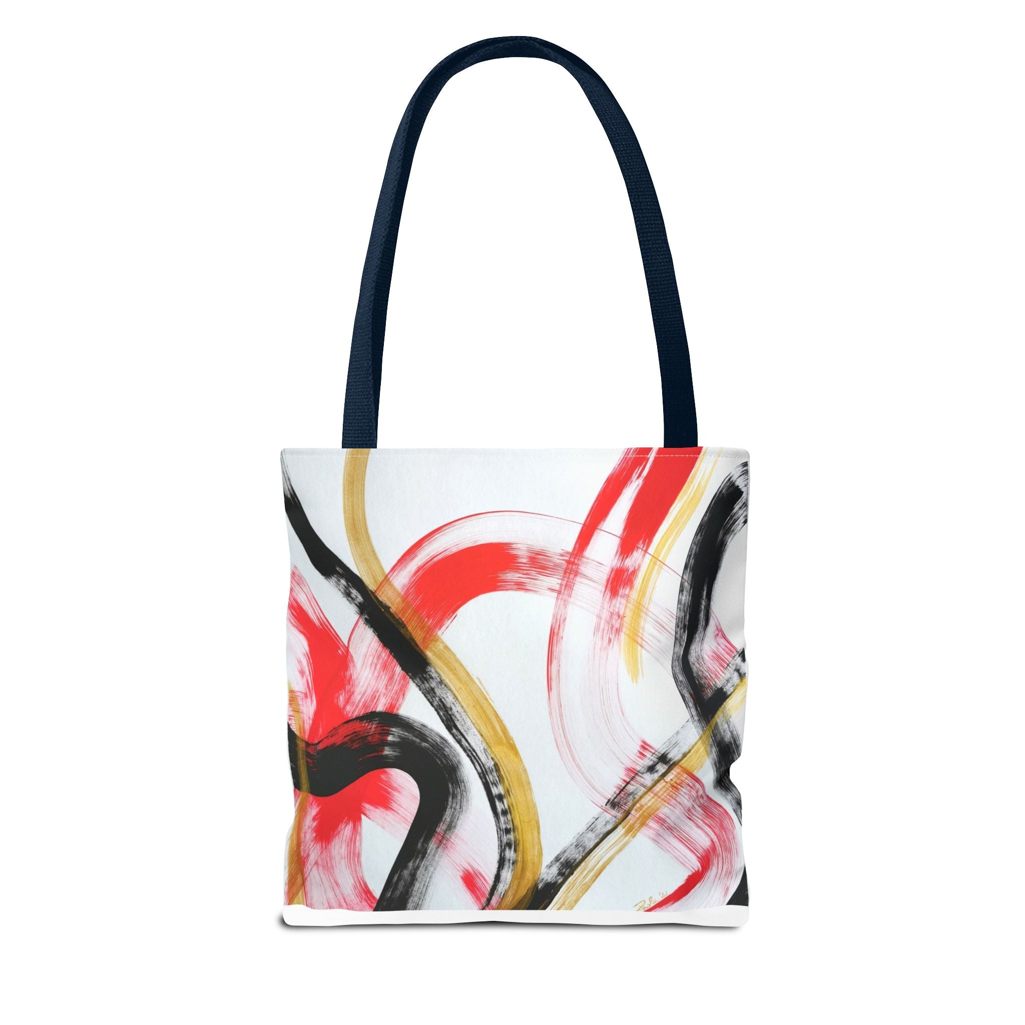 Abstract Brushstroke Tote Bag — Red, Black & Gold Artistic All-Over Print