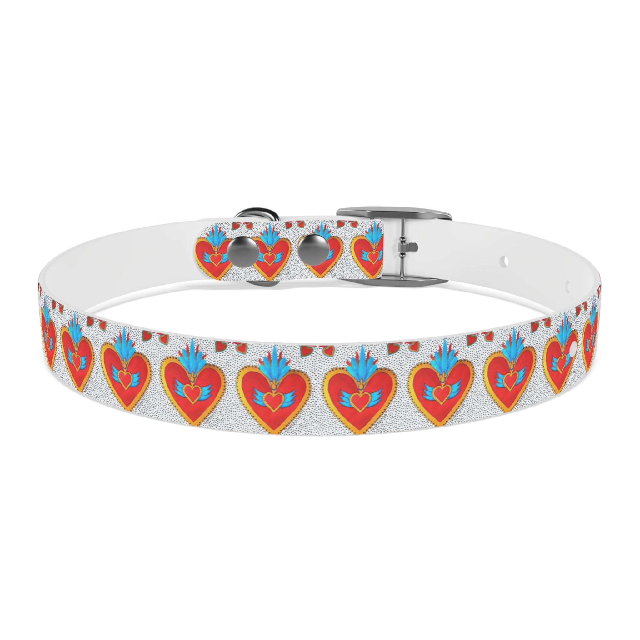 Collier pour chien motif Sacré-Cœur — Motif cœur coloré d'art populaire pour animaux de compagnie