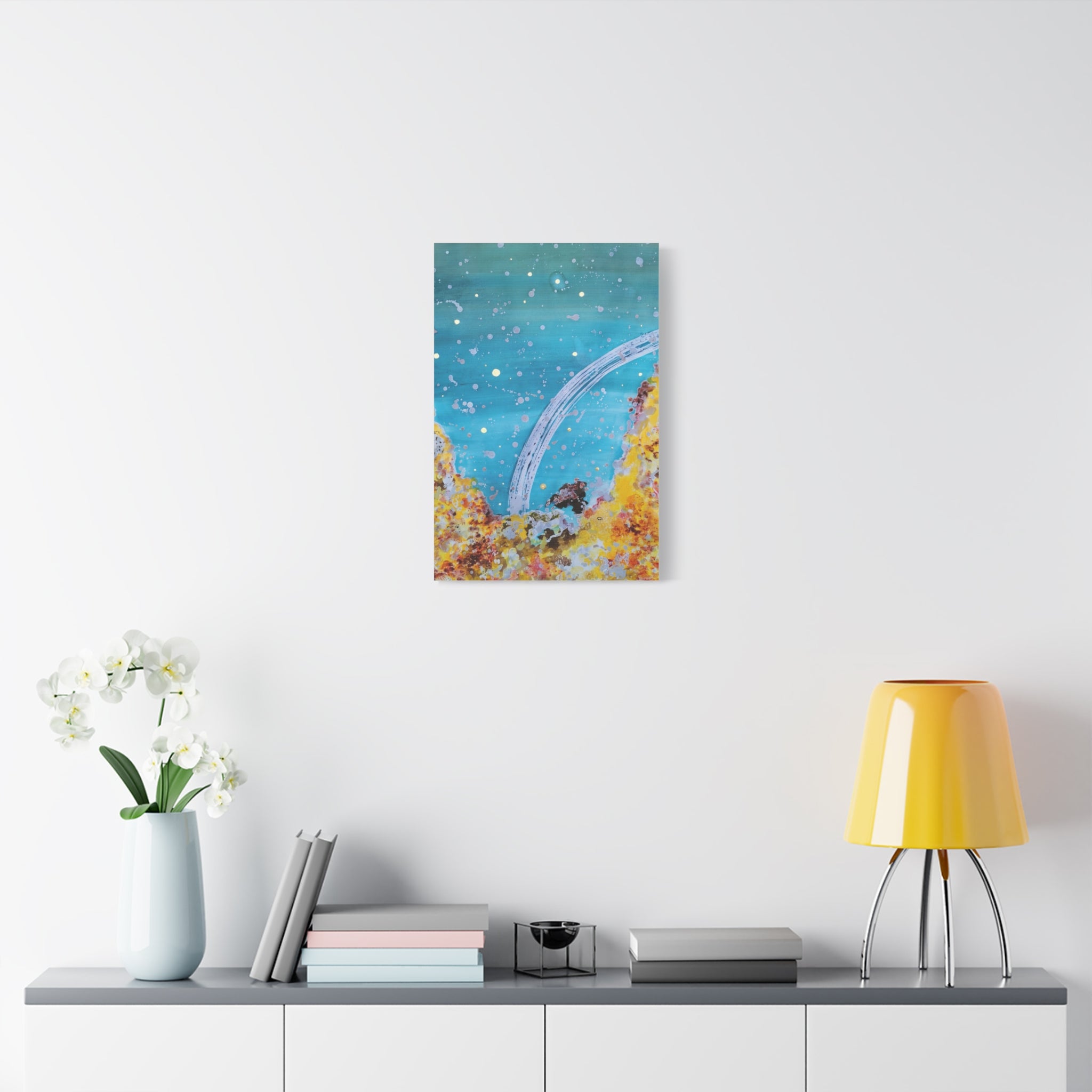 Abstract Ocean Arch Canvas - Teal & Gold Wall Art