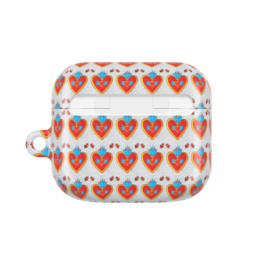Heart Pattern AirPod Case — Colorful Folk Art Hearts Protective Cover