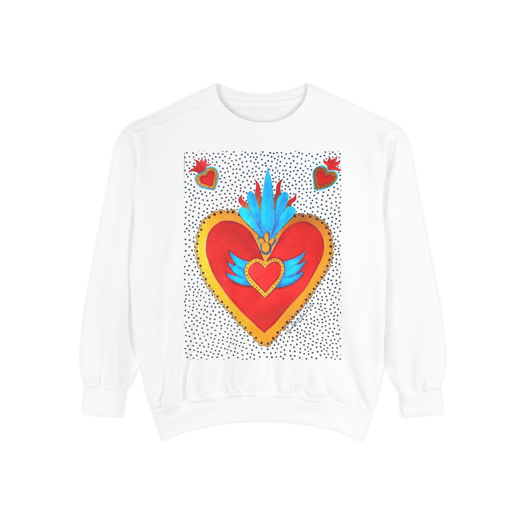 Sacred Heart Sweatshirt — Colorful Folk Art Heart Crewneck