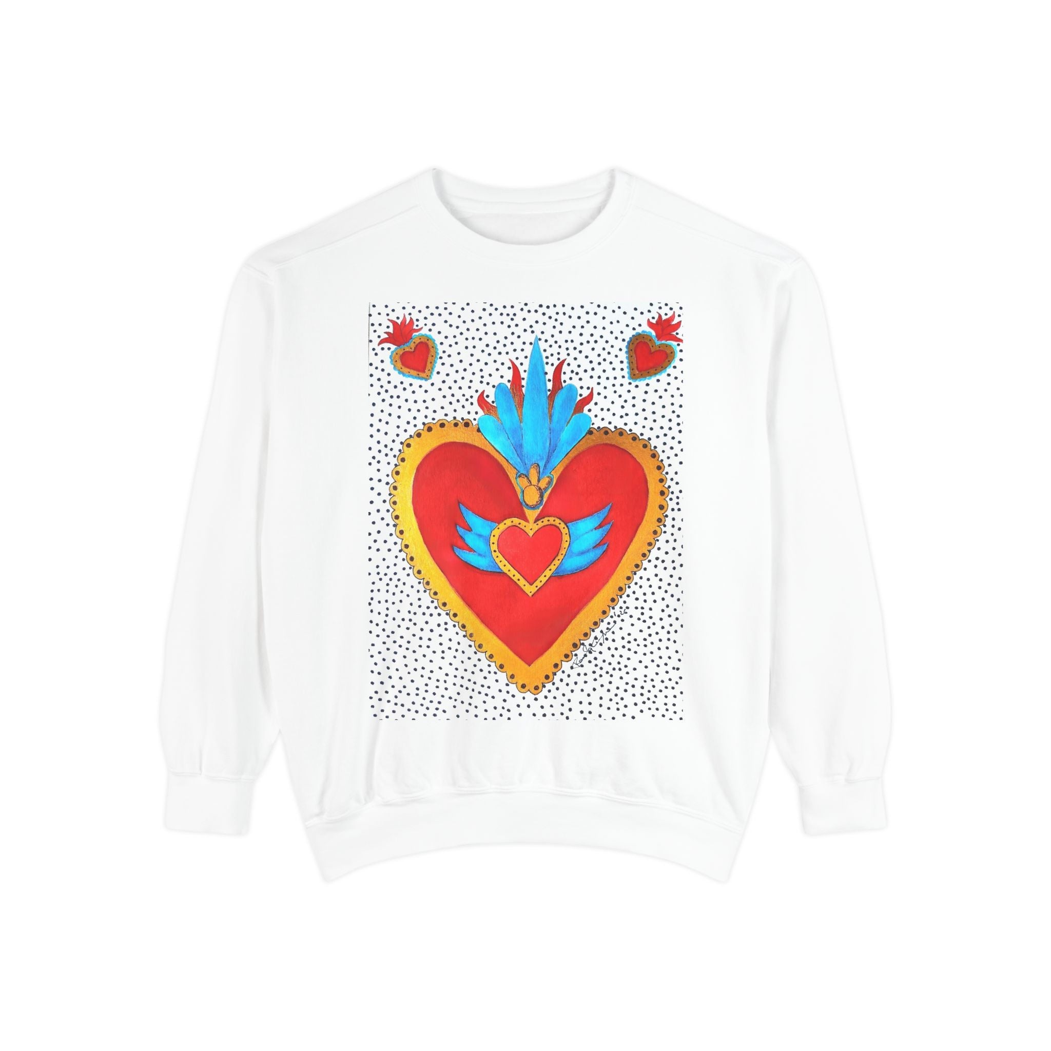 Sacred Heart Sweatshirt — Colorful Folk Art Heart Crewneck