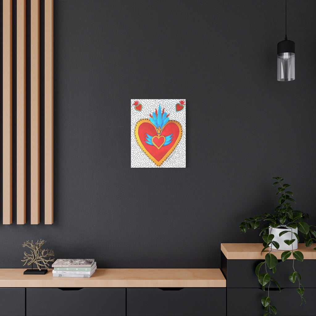 "Corazon de hojalata" Tableau imprimé Cœur Sacré d'art populaire — Décoration murale Cœur rouge et or éclatant