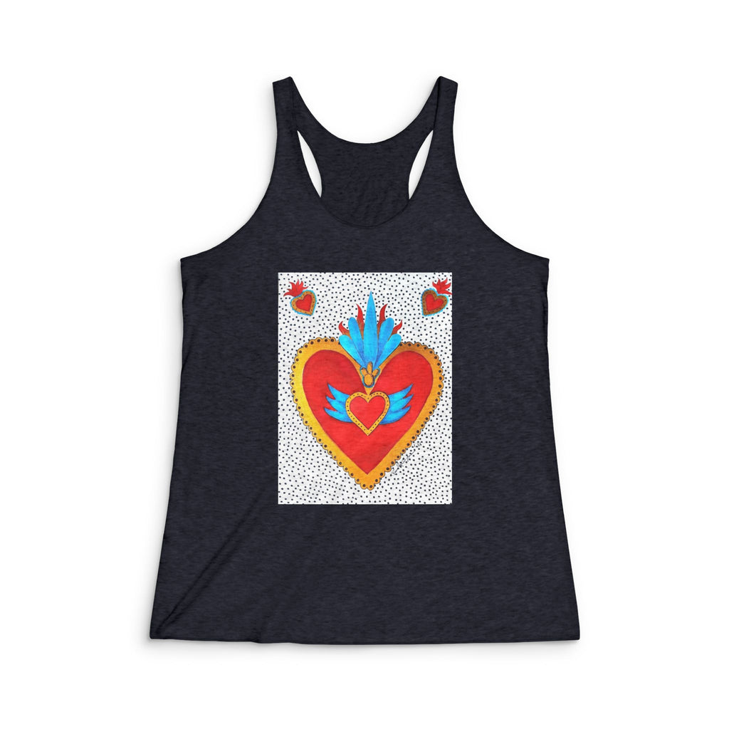 "Corazon de hojalata" Heart Racerback Tank â€” Bold Folk Art Valentine Top
