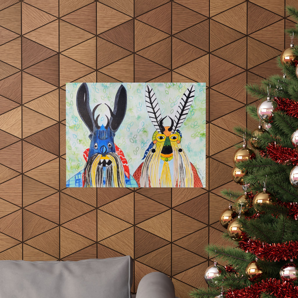 Surreal Tribal Mask Art Poster — Matte Horizontal Wall Print