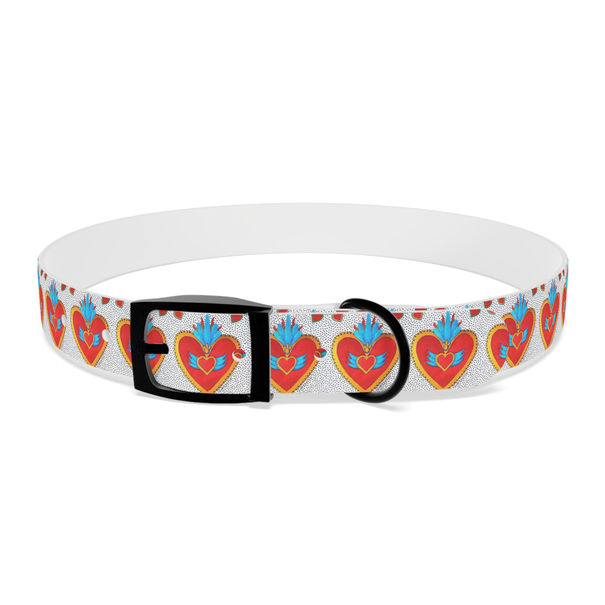 Collier pour chien motif Sacré-Cœur — Motif cœur coloré d'art populaire pour animaux de compagnie