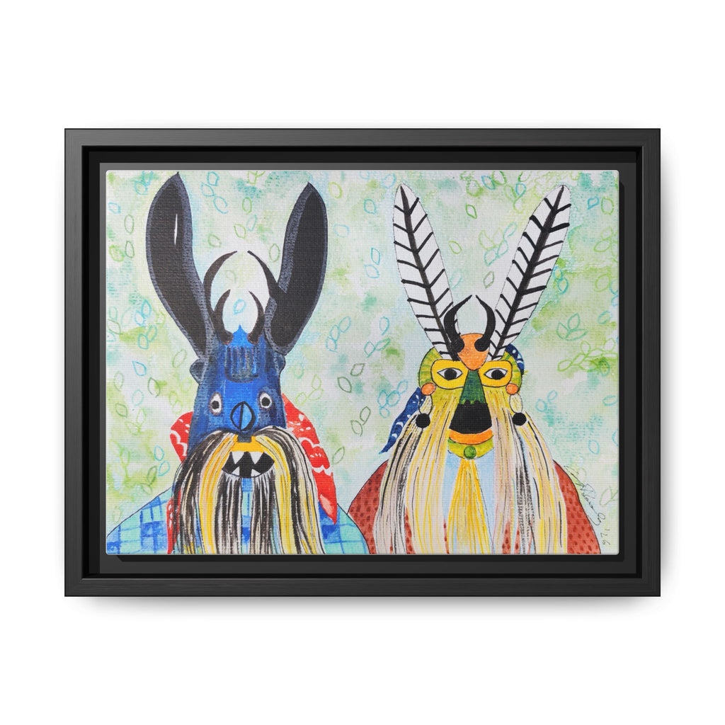 Colorful Folk Mask Matte Canvas Print (Framed)