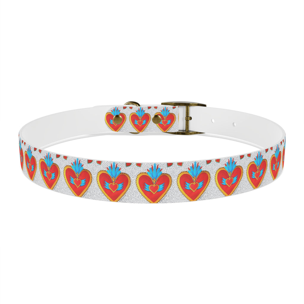 Collier pour chien motif Sacré-Cœur — Motif cœur coloré d'art populaire pour animaux de compagnie
