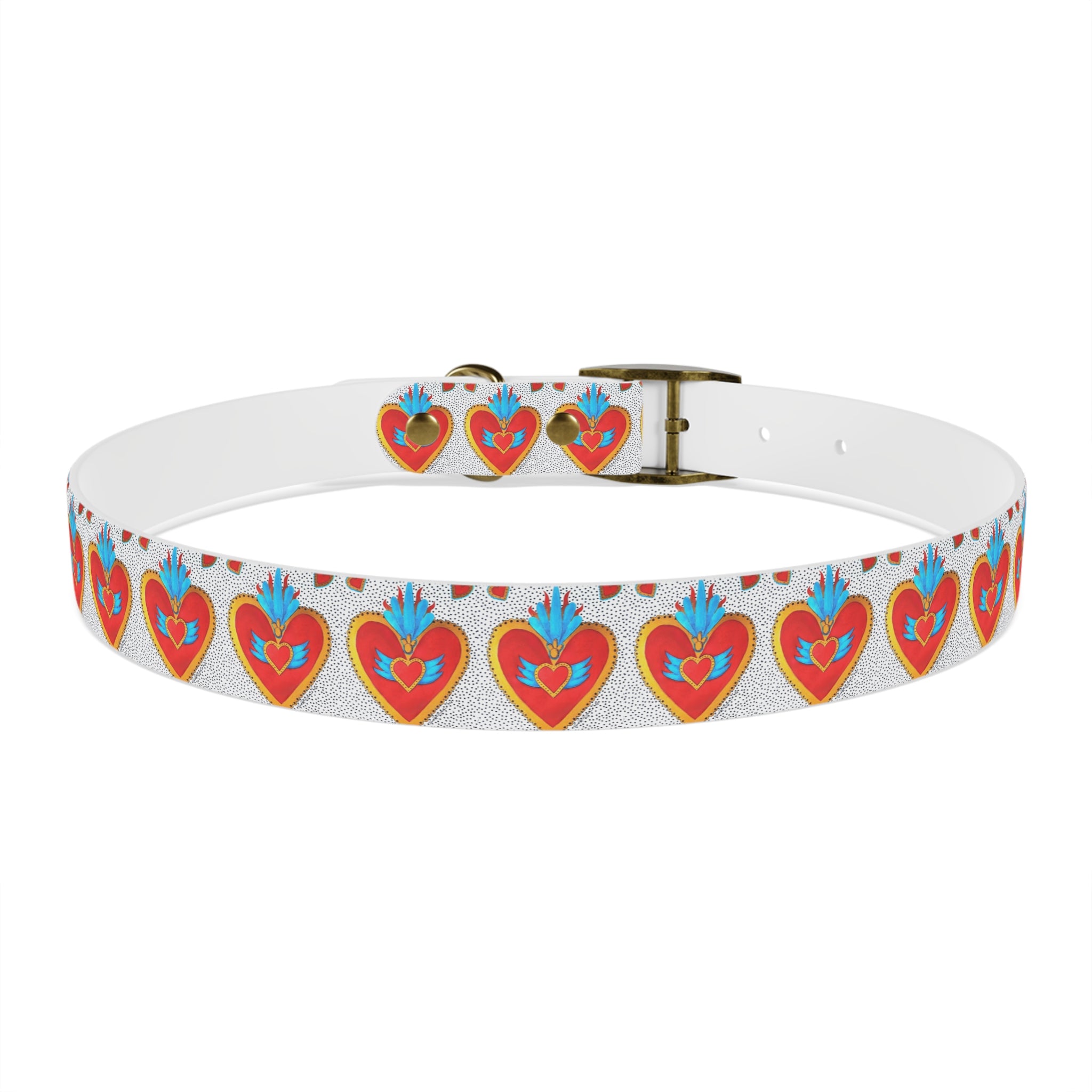 Collier pour chien motif Sacré-Cœur — Motif cœur coloré d'art populaire pour animaux de compagnie
