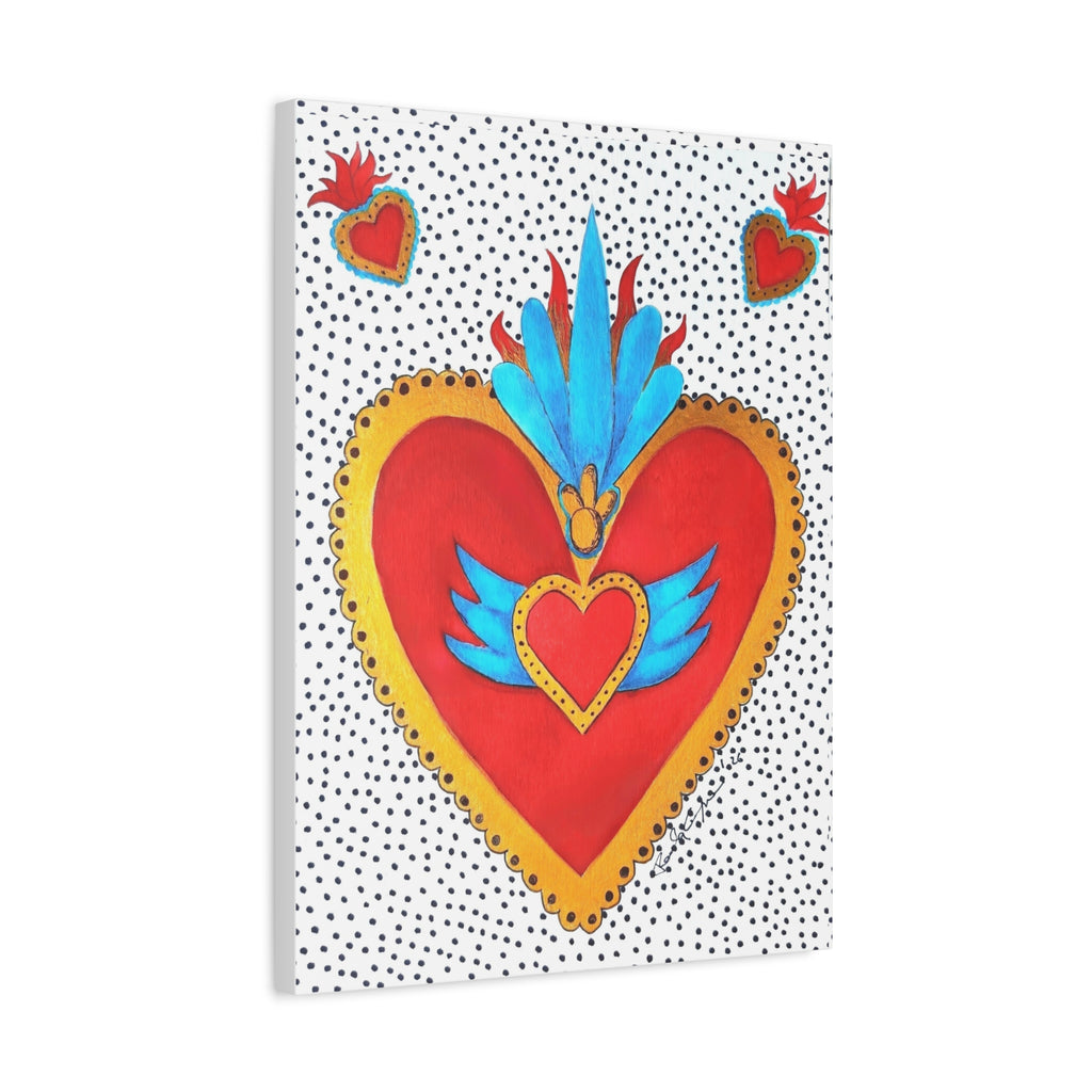 "Corazon de hojalata" Tableau imprimé Cœur Sacré d'art populaire — Décoration murale Cœur rouge et or éclatant